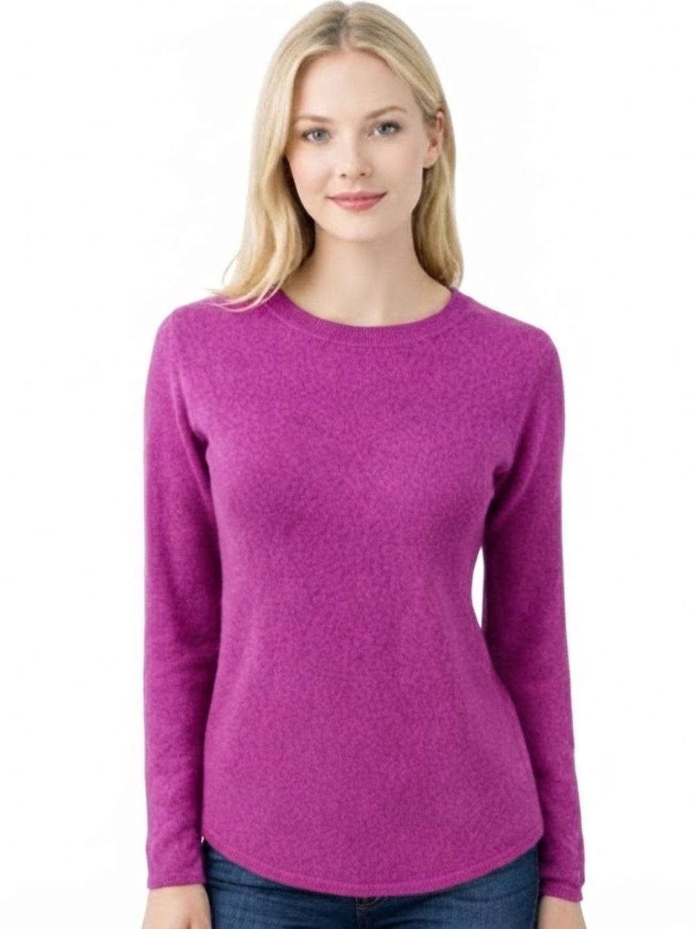 Garnet Hill Slim Cashmere Crewneck Sweater Bright Purple S Minimal Quiet Luxury
